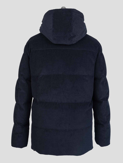 Isaia Blue Cotton Cashmere Velvet Coat