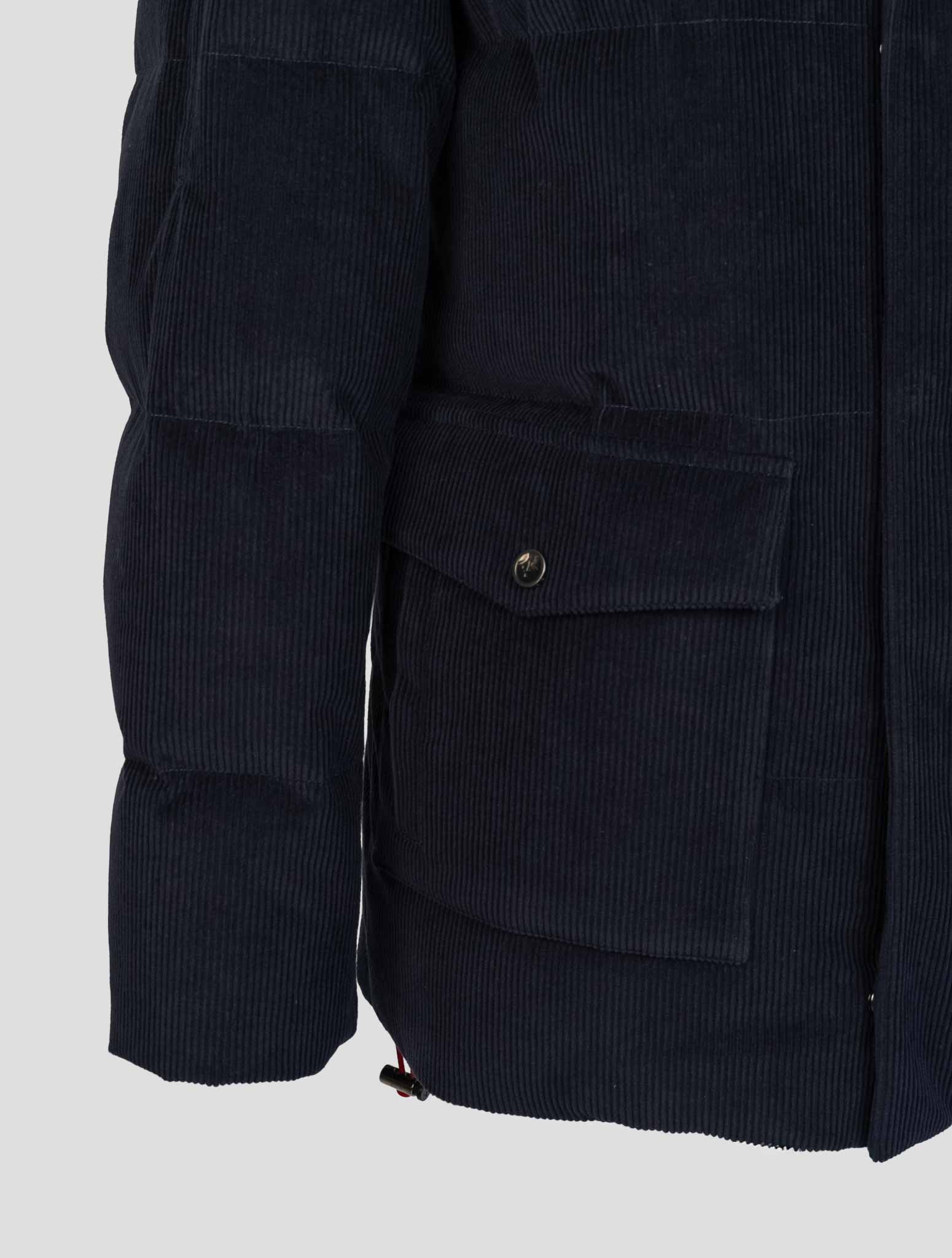 Isaia Blue Cotton Cashmere Velvet Coat