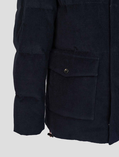Isaia Blue Cotton Cashmere Velvet Coat