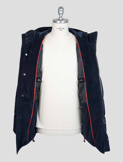 Isaia Blue Cotton Cashmere Velvet Coat