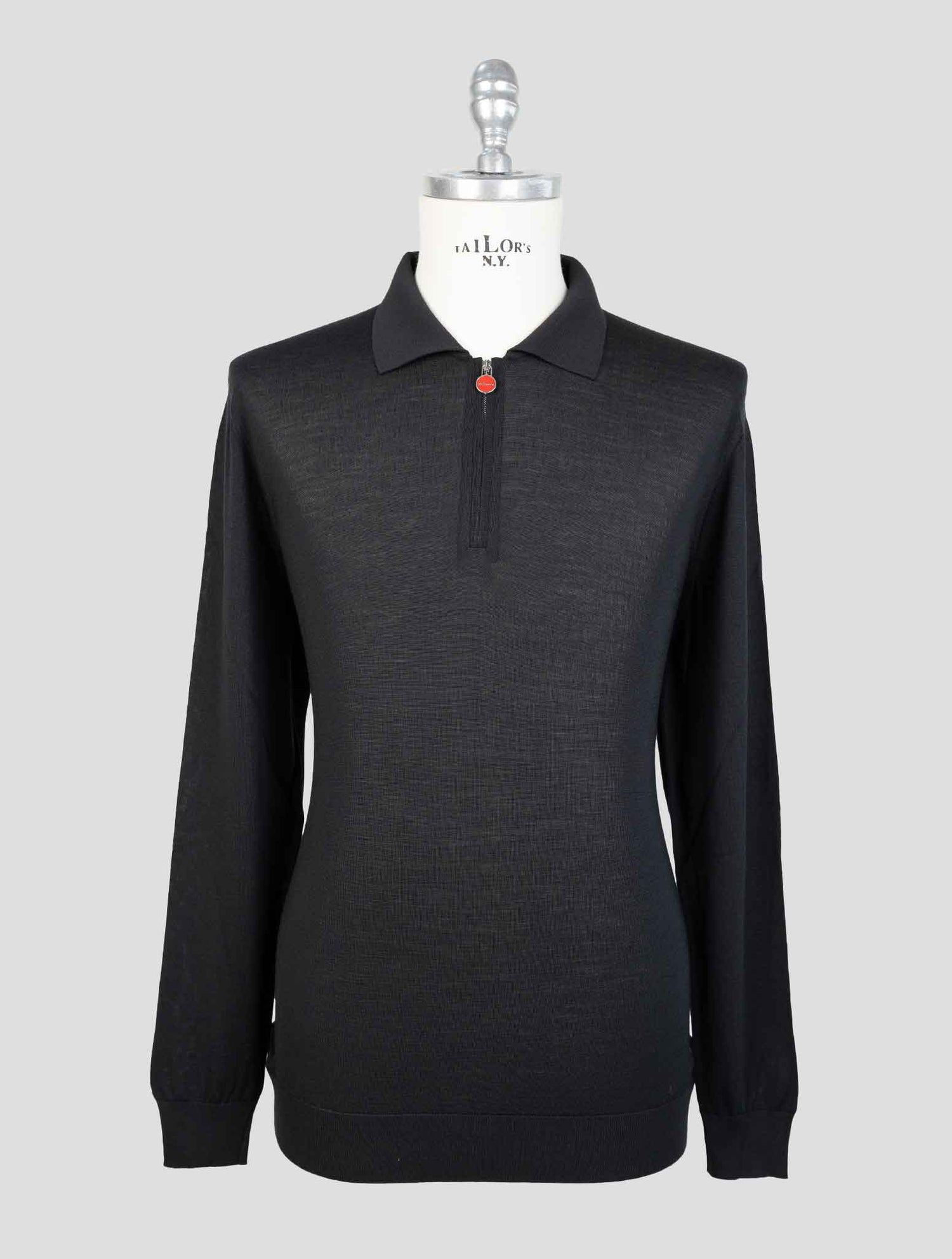 Kiton Black Wool 14 Micron Sweater Hal Zip