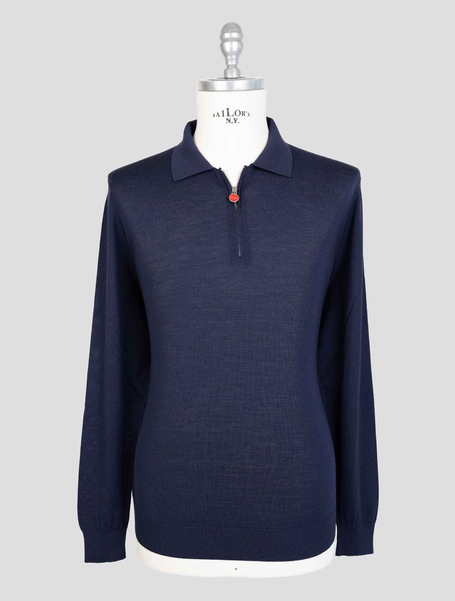Kiton Dark Blue Wool 14 Micron Sweater Hal Zip