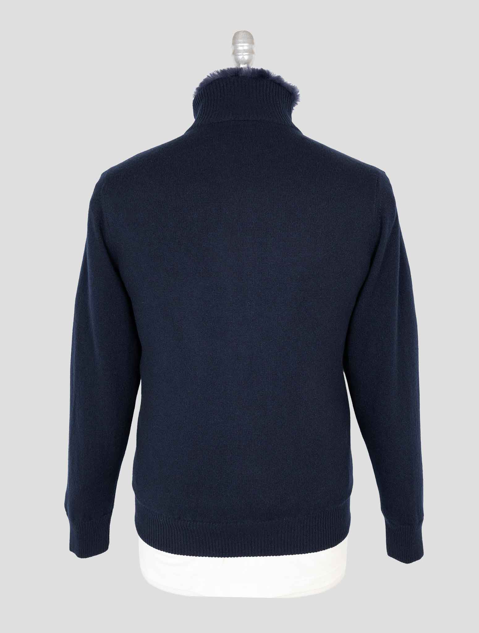 Svevo Blue Cashmere Fur Cashmere Sweater Coat