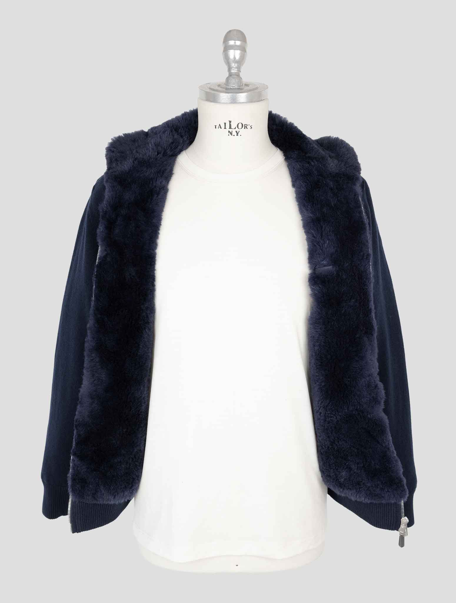 Svevo Blue Cashmere Fur Cashmere Sweater Coat