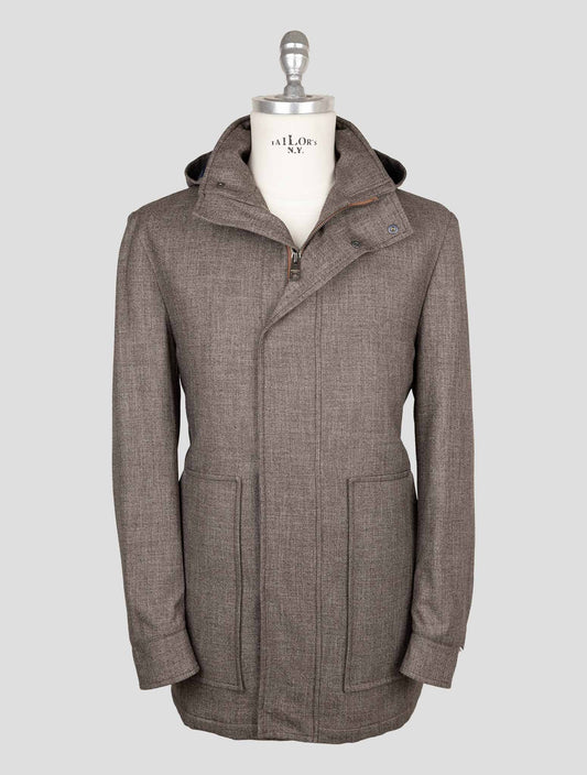 Luigi Borelli Brown Virgin Wool Cotton Coat