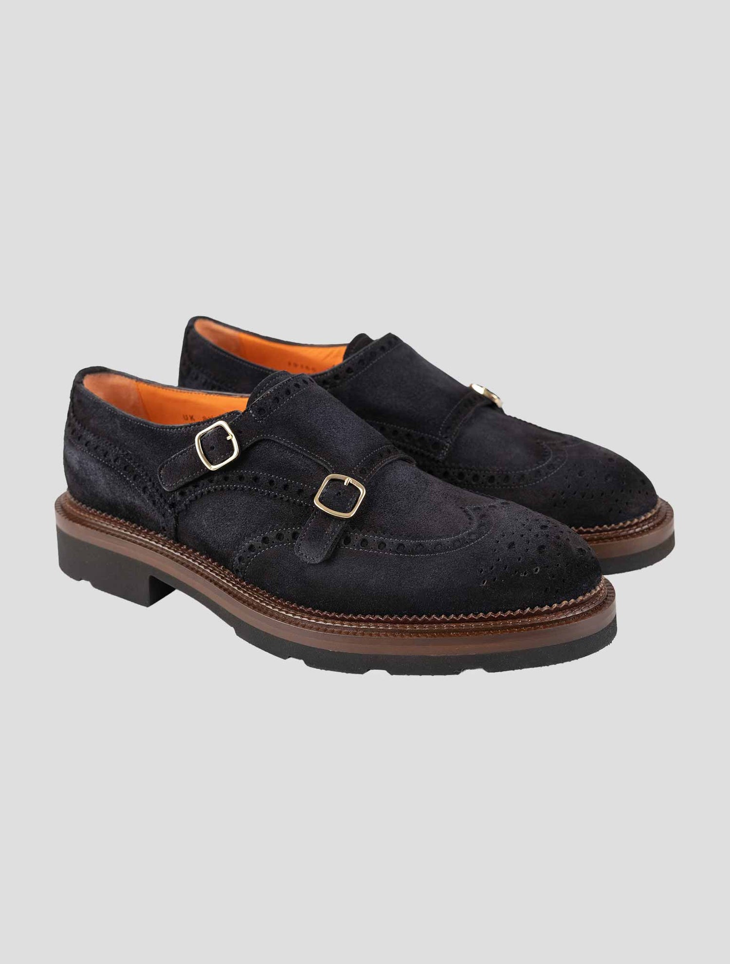 Santoni  Blue Leather Suede Dress Shoes