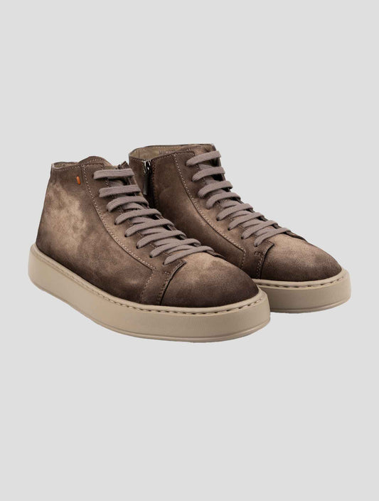 Santoni Brown Leather Suede Boots