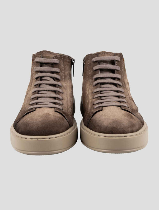 Santoni Brown Leather Suede Boots