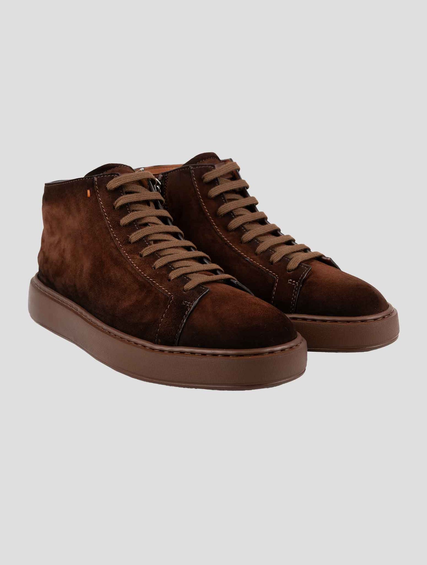 Santoni Dark Brown Leather Suede Boots