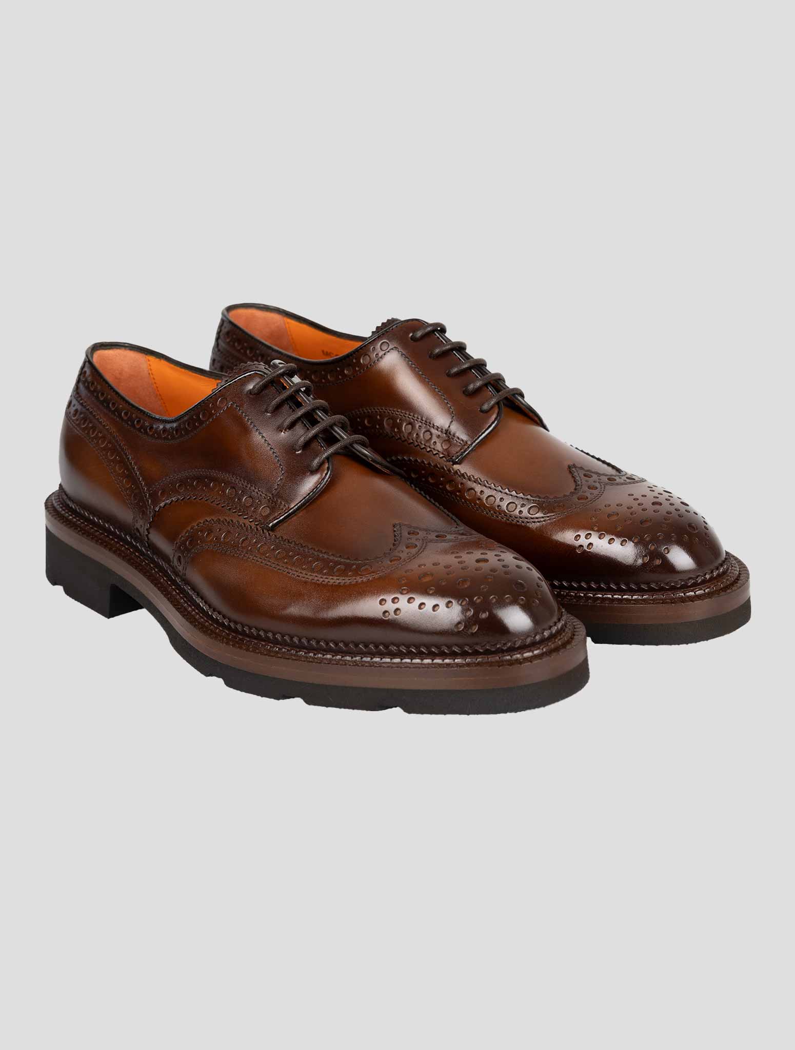 Santoni Brown Leather Dress Shoes