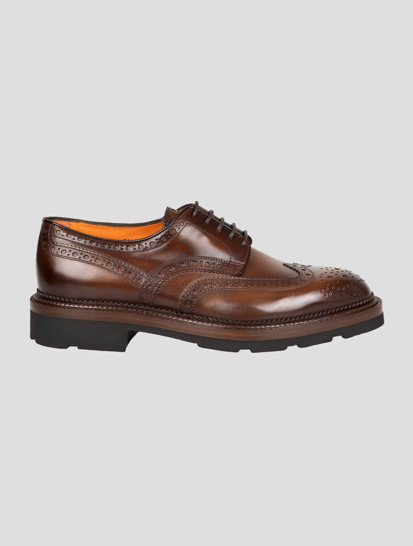 Santoni Brown Leather Dress Shoes