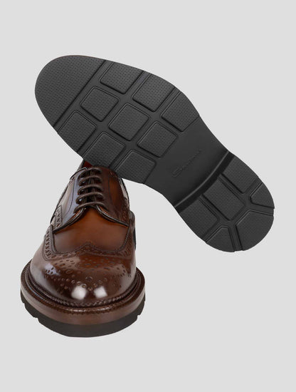 Santoni Brown Leather Dress Shoes