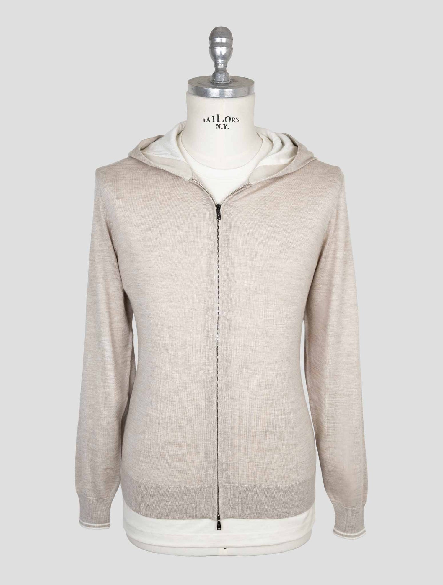 Fioroni Beige Cashmere Silk Sweater Full Zip