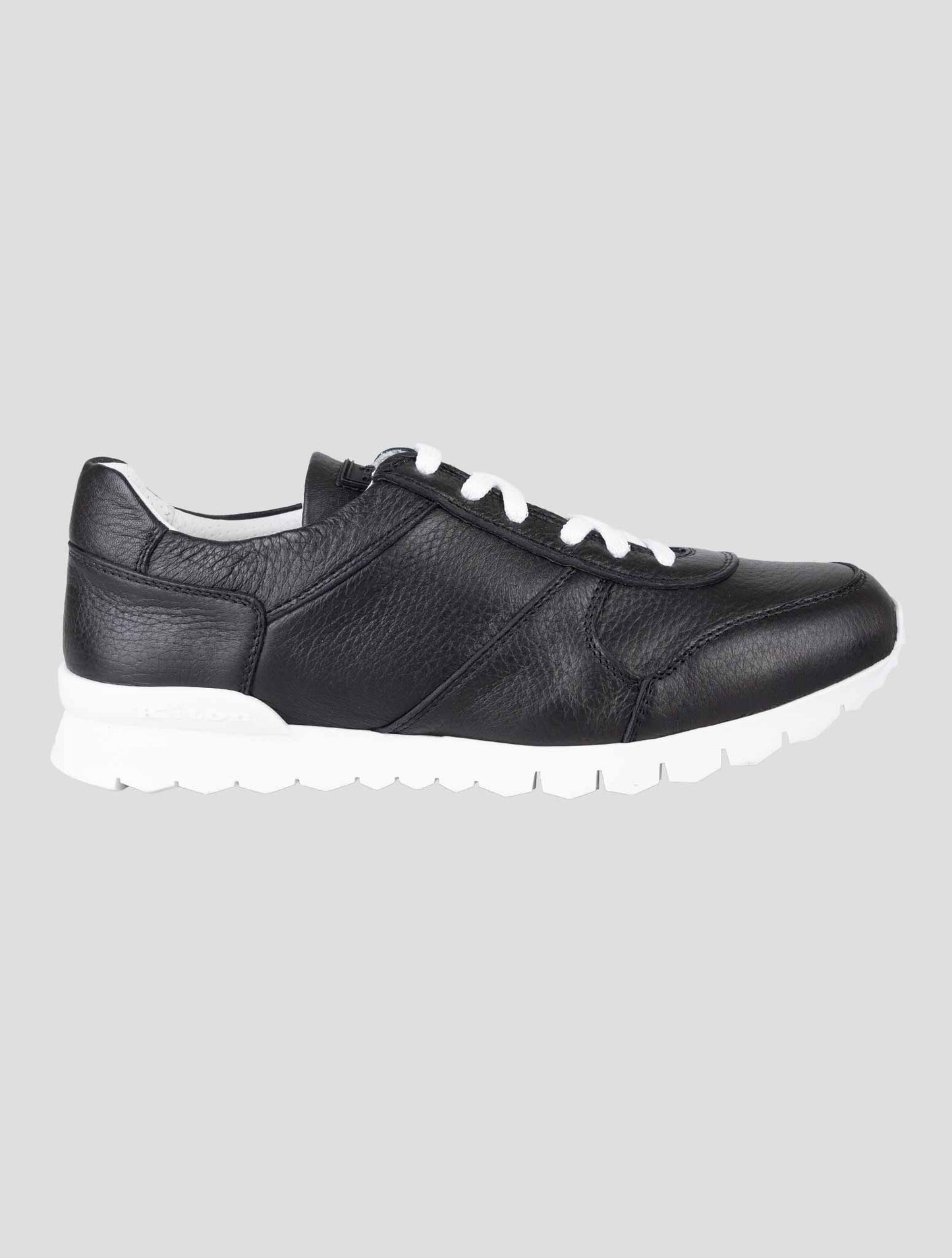 Kiton Black Leather Deerskin Sneakers