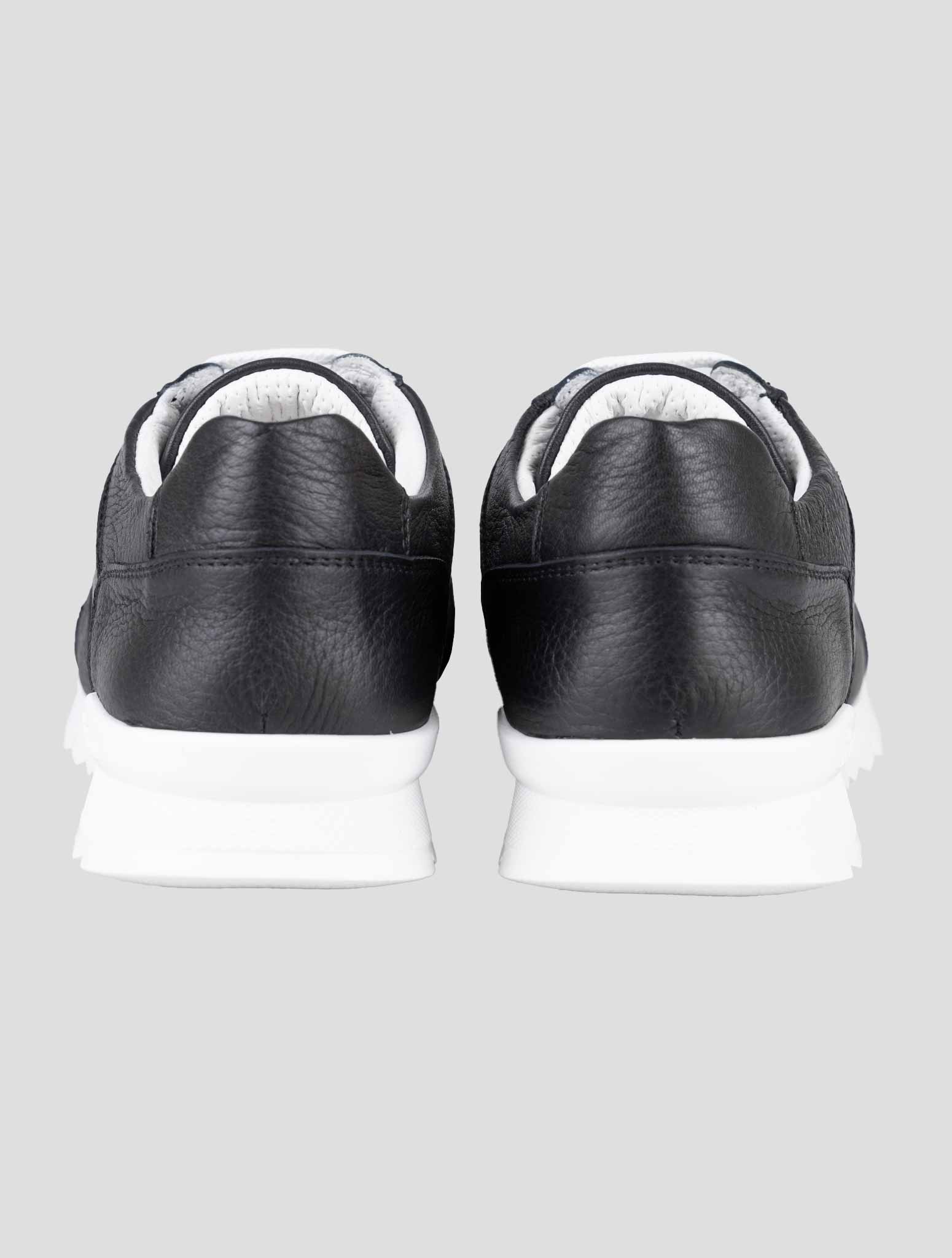 Kiton Black Leather Deerskin Sneakers