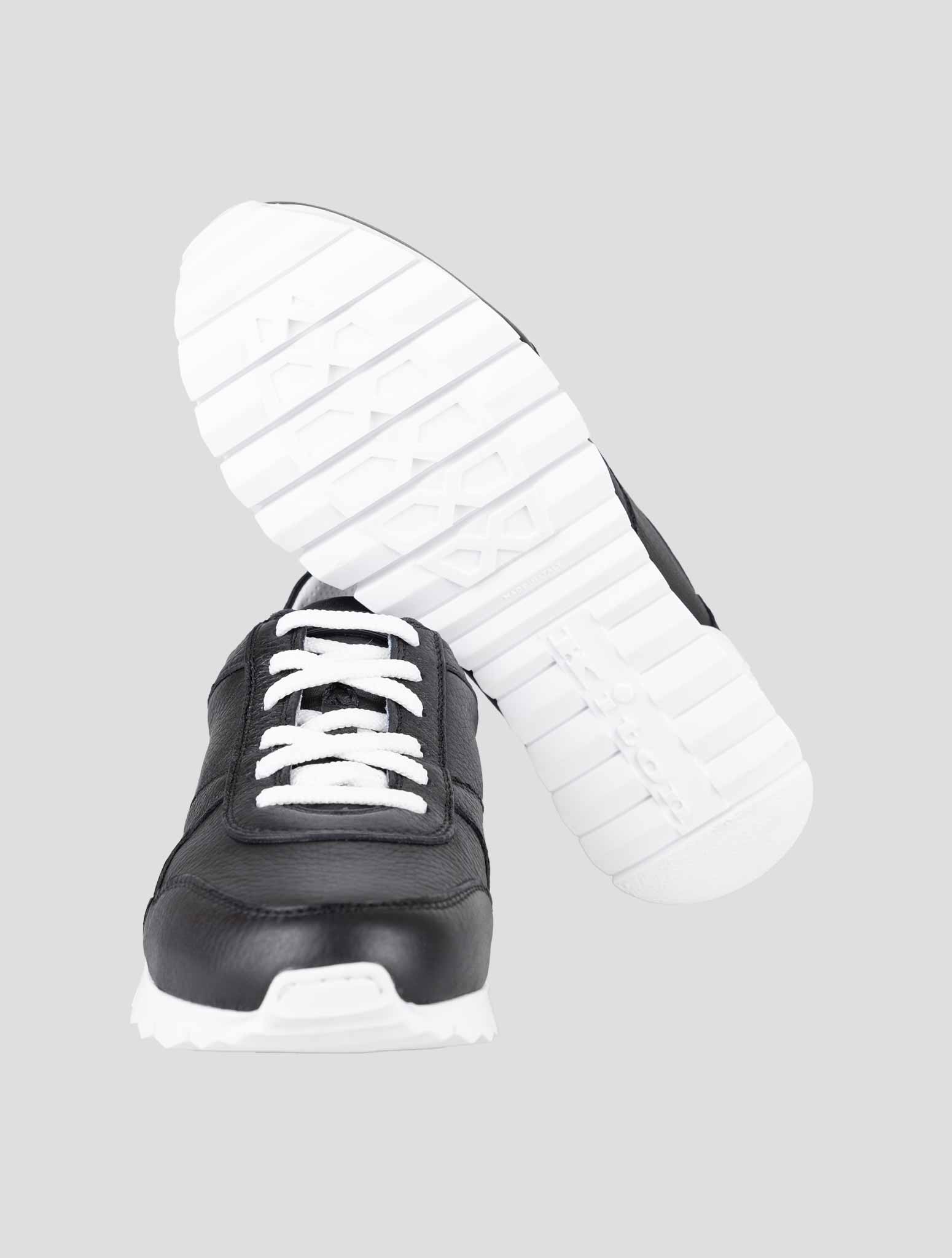 Kiton Black Leather Deerskin Sneakers