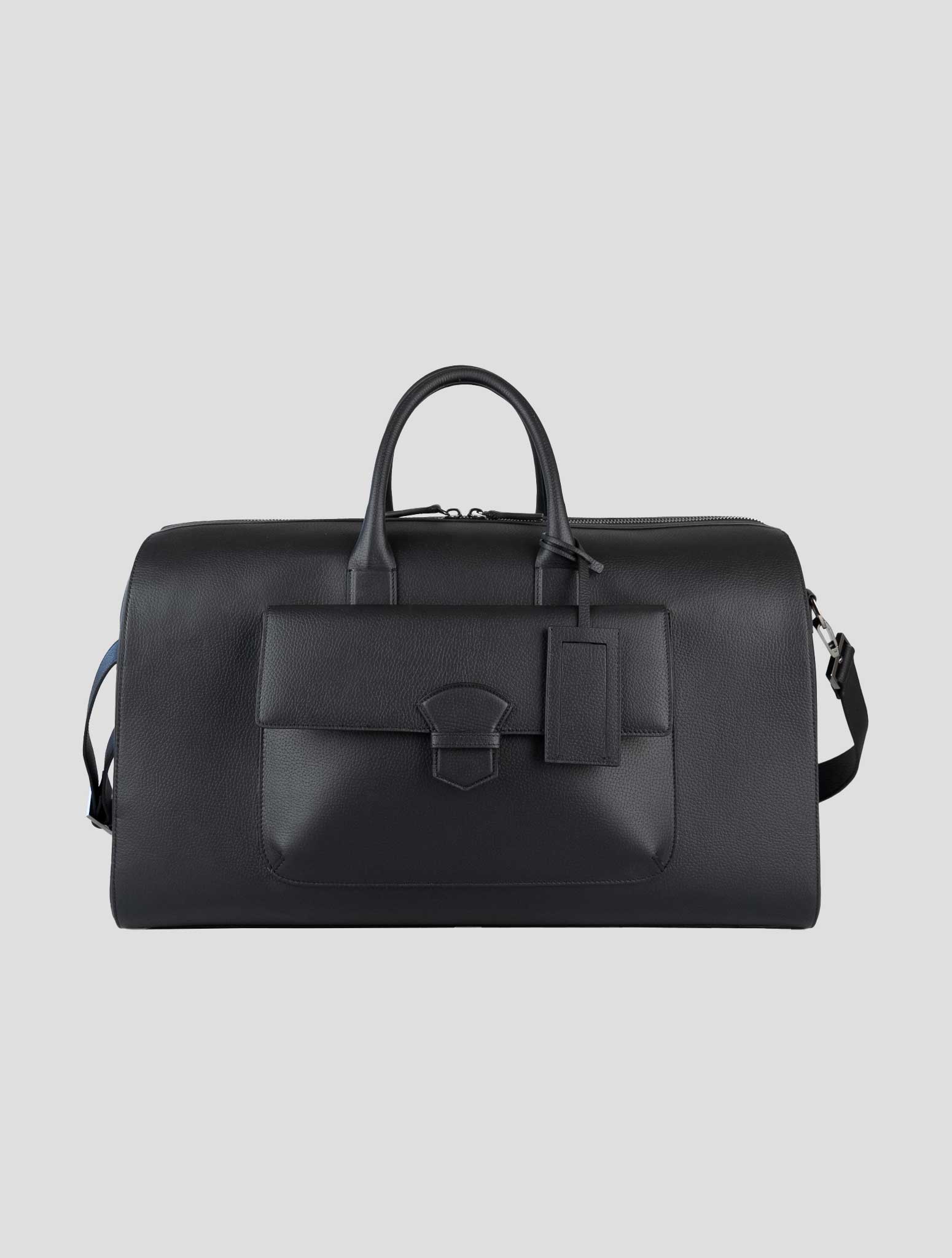 Isaia black Leather Travel Bag