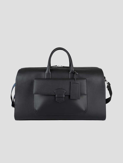 Isaia black Leather Travel Bag
