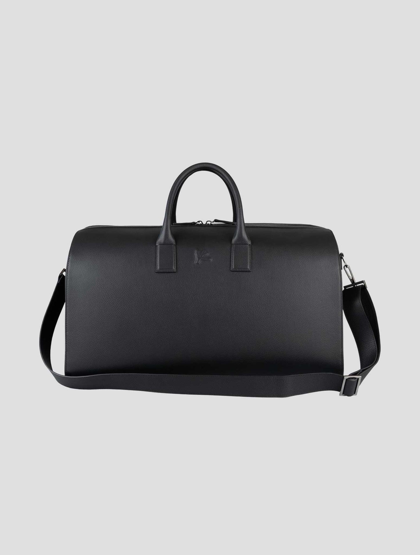 Isaia black Leather Travel Bag
