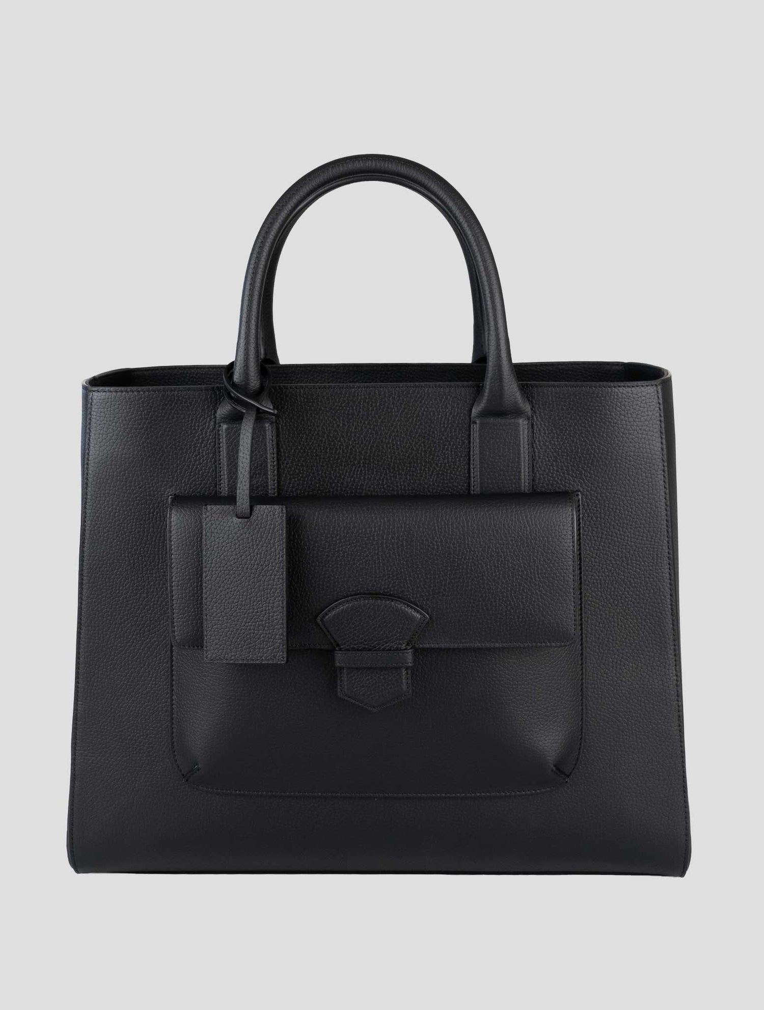 Isaia Black Leather Tote Bag