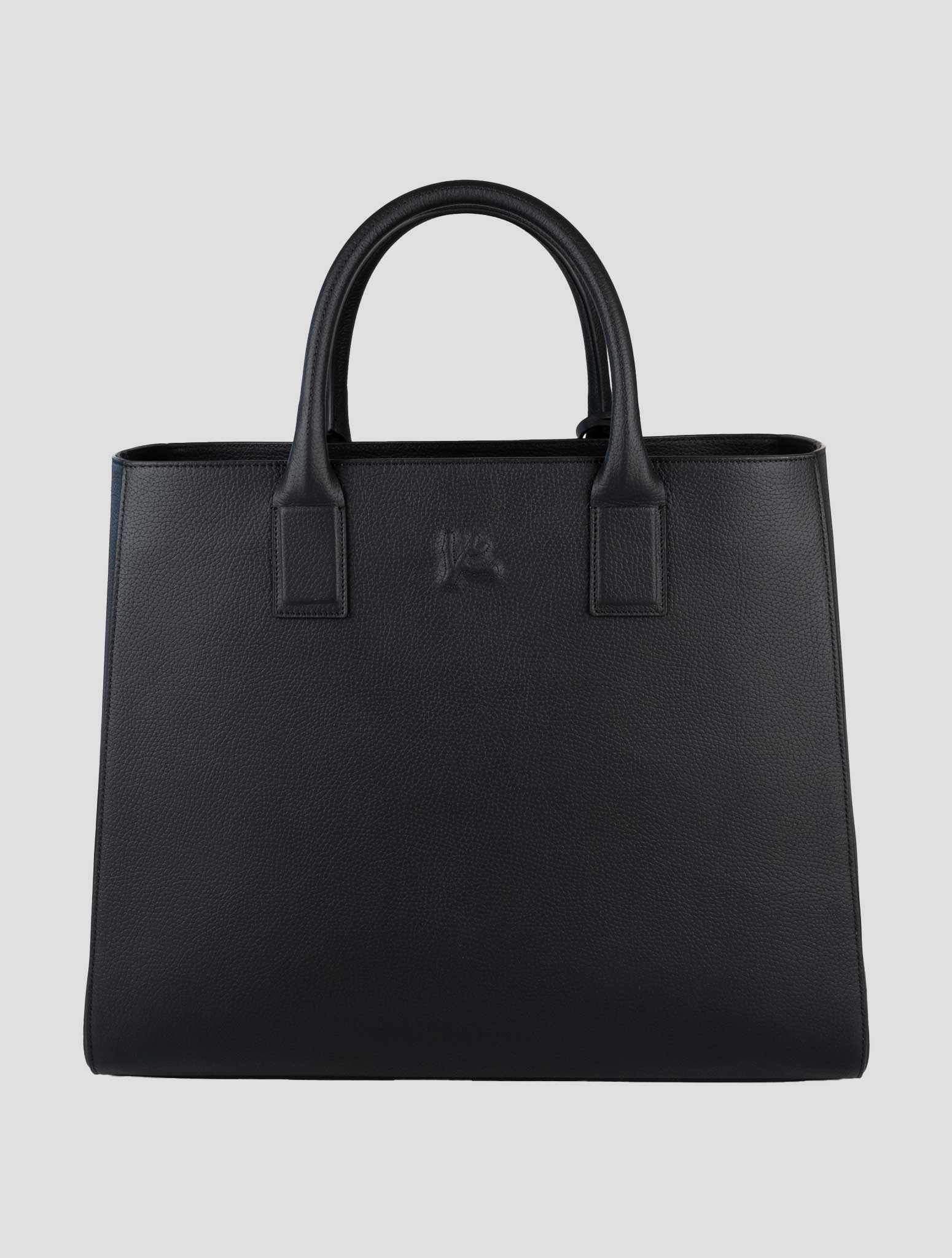 Isaia Black Leather Tote Bag