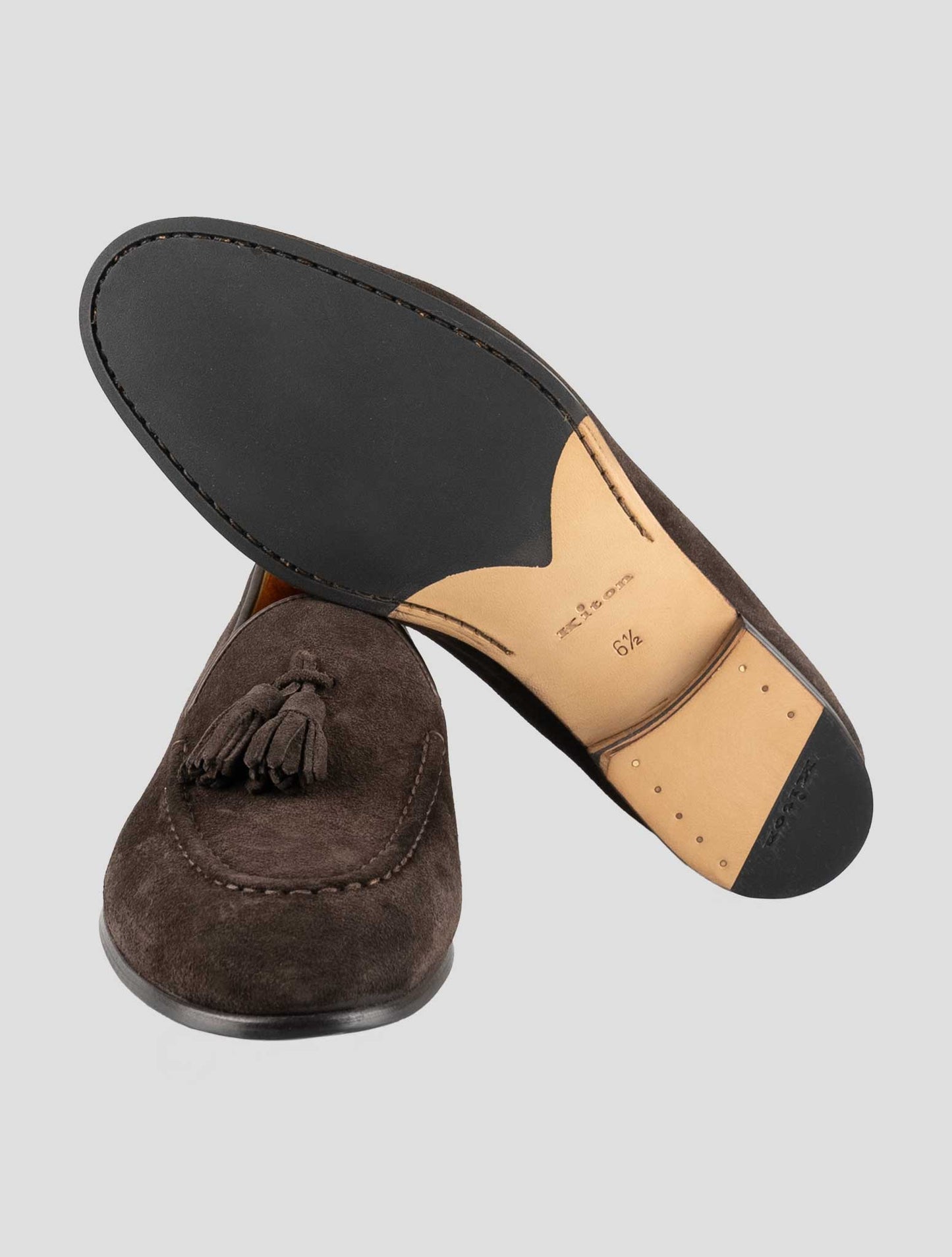Kiton Brown Leather Suede Loafers