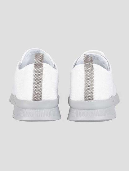 Kiton White Cotton Ea Sneakers