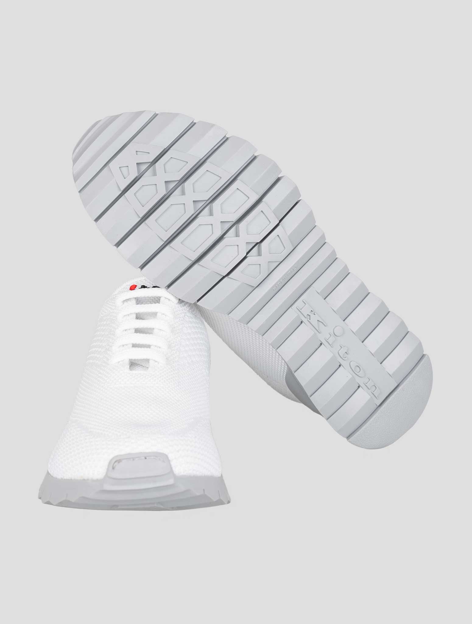 Kiton White Cotton Ea Sneakers