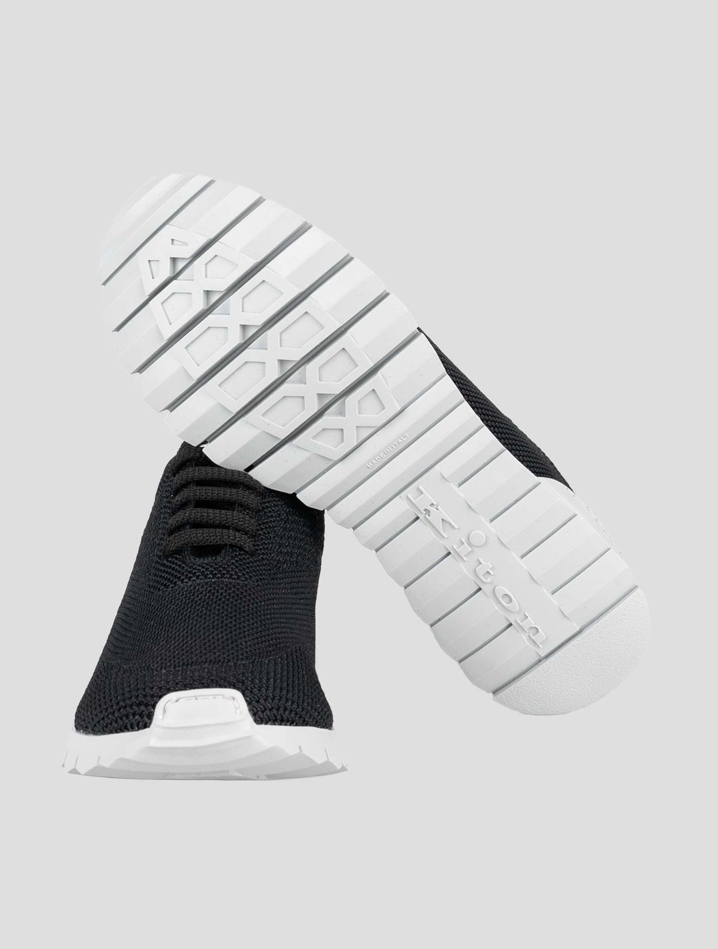 Kiton Black Cotton Ea Sneakers