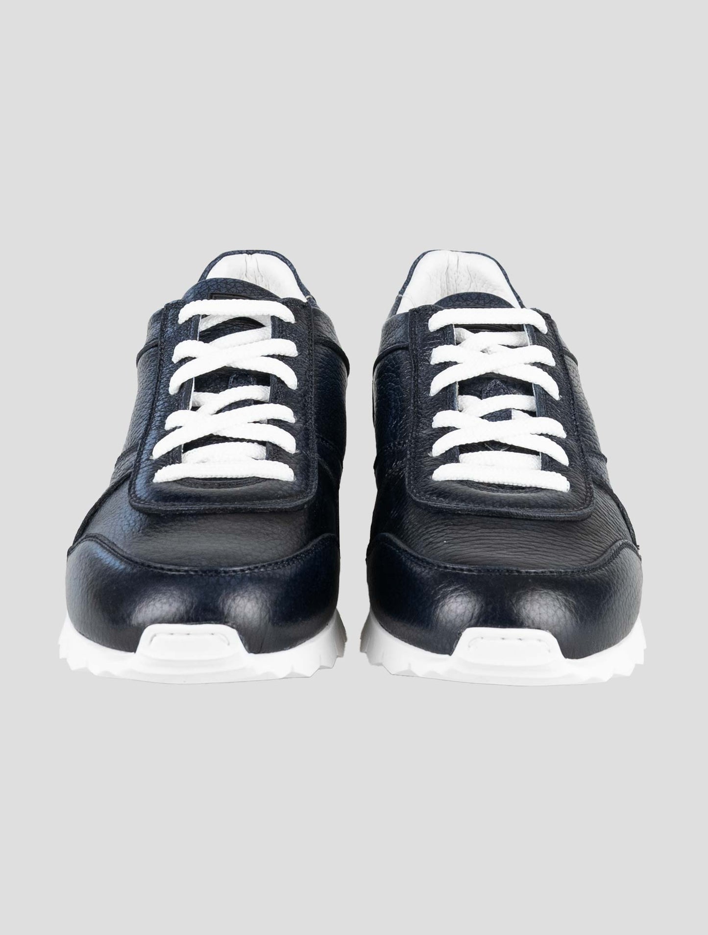 Kiton Dark Blue Leather Deer Sneakers
