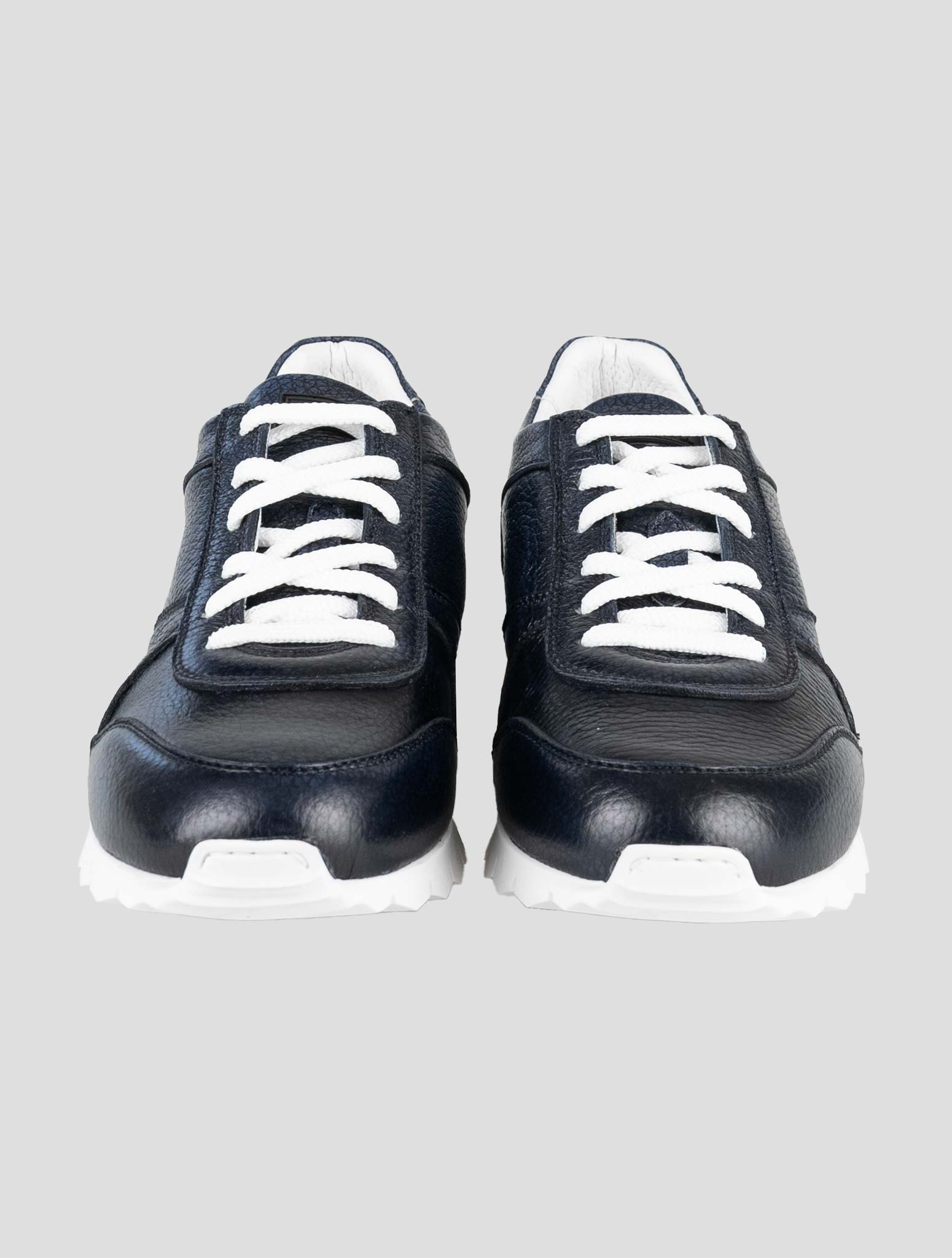 Kiton Dark Blue Leather Deer Sneakers