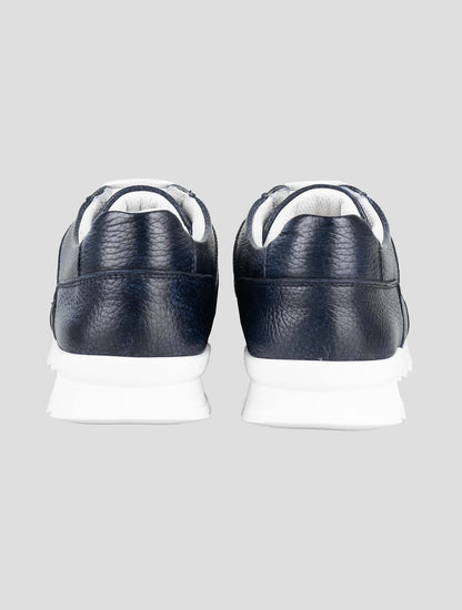 Kiton Dark Blue Leather Deer Sneakers