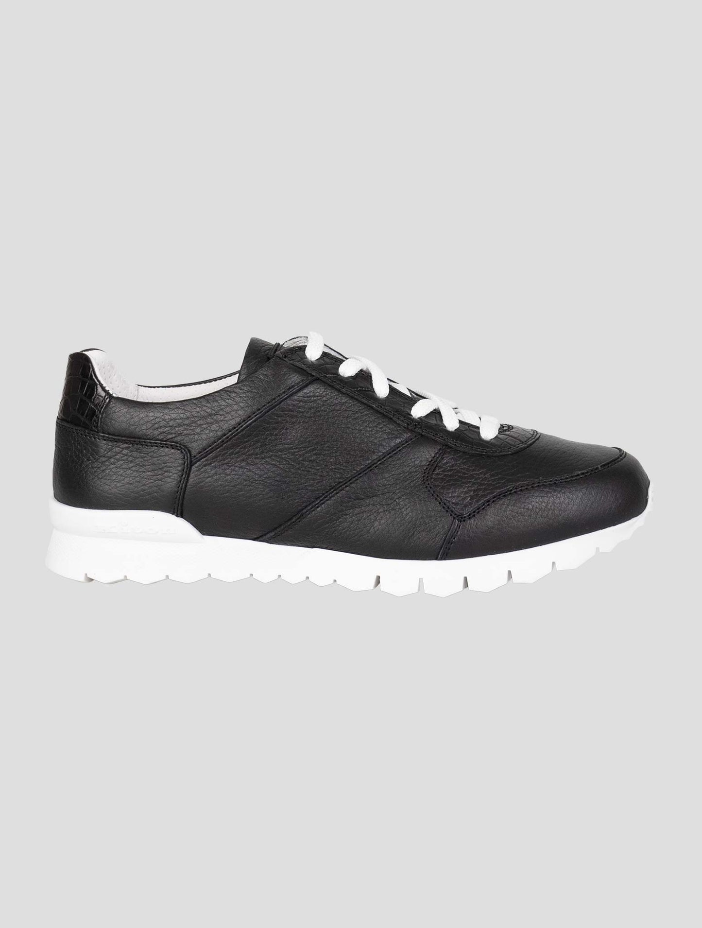 Kiton Black Leather Deer Leather Crocodile Sneakers