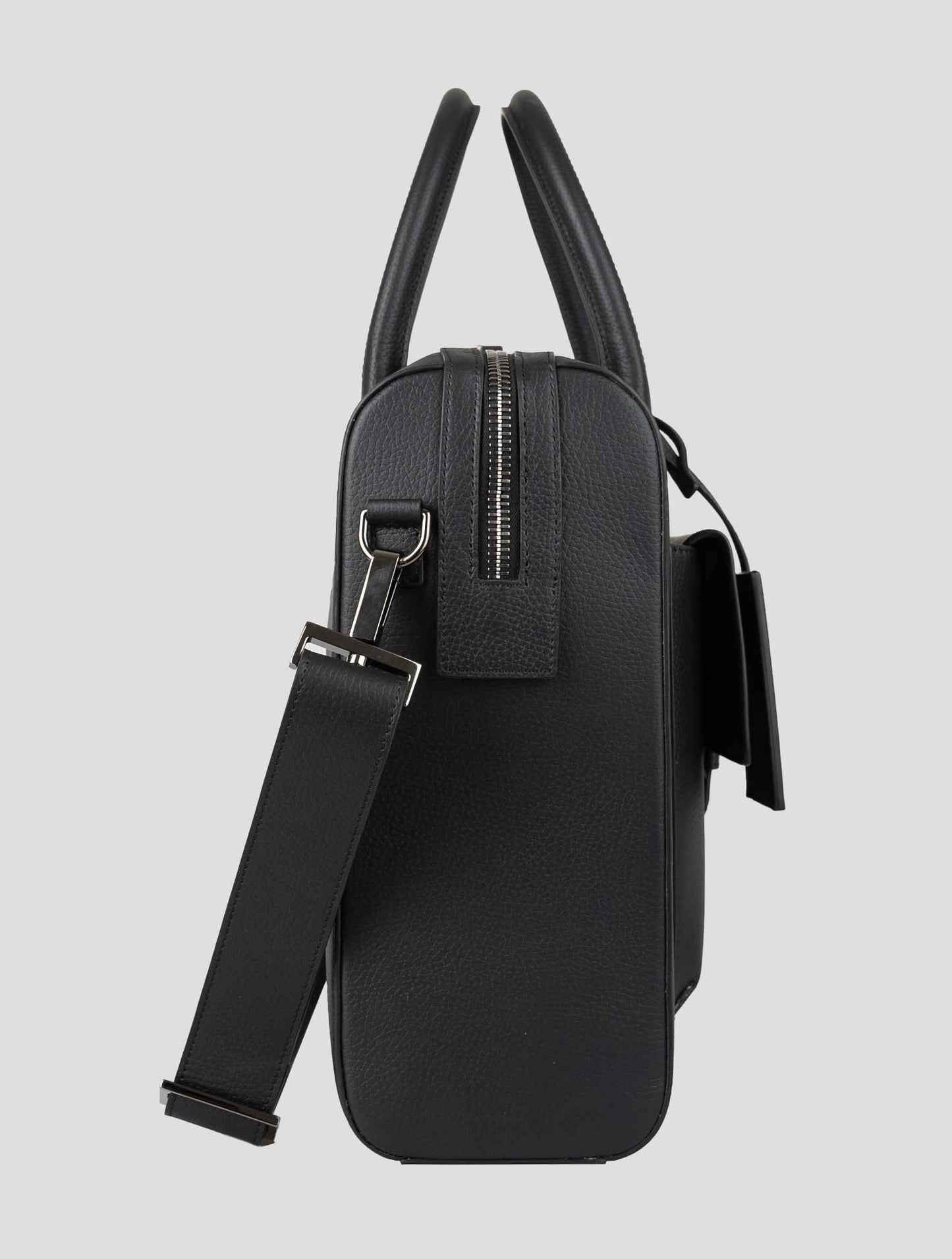 Isaia Black Leather Briefcase