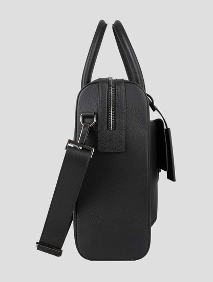 Isaia Black Leather Briefcase