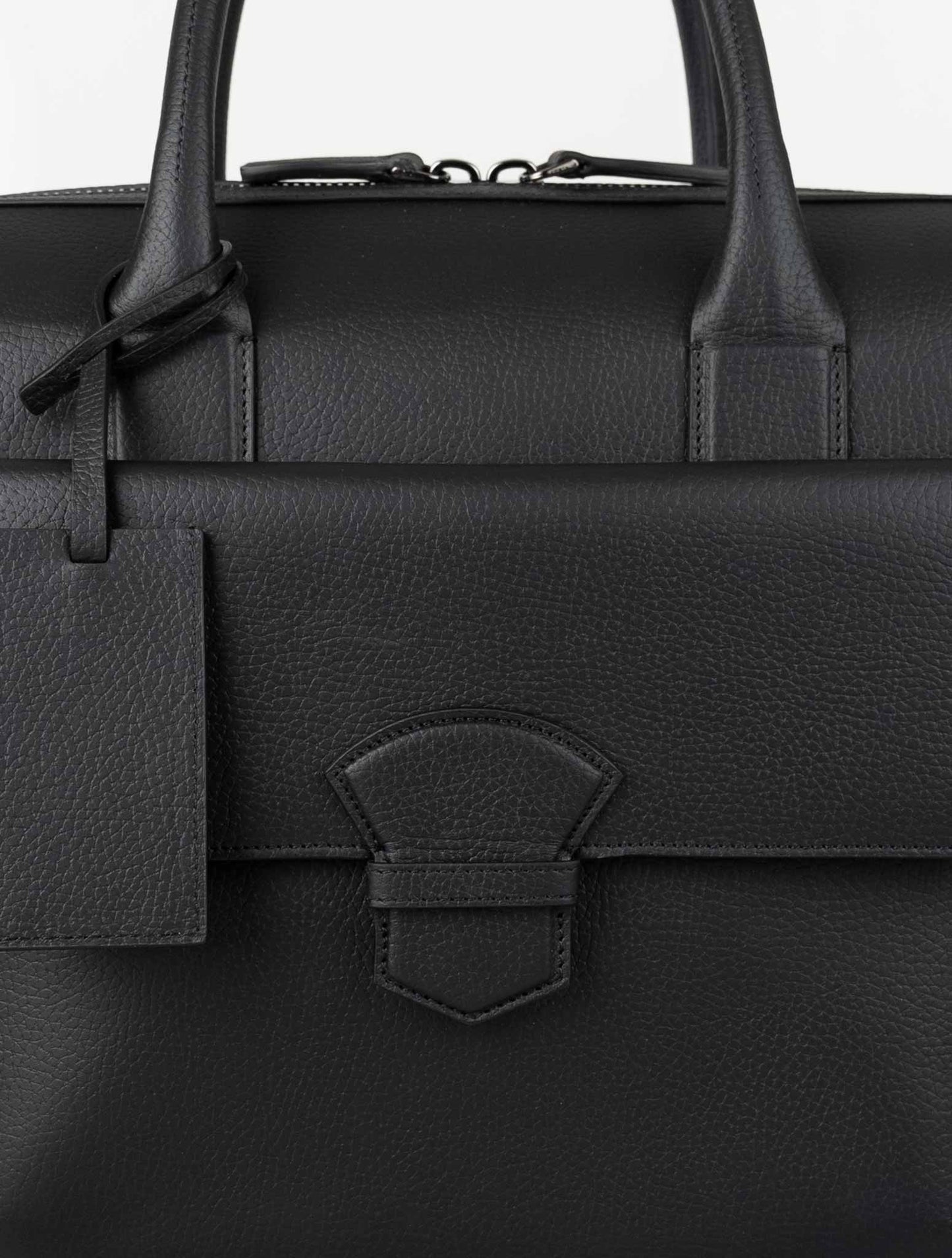 Isaia Black Leather Briefcase