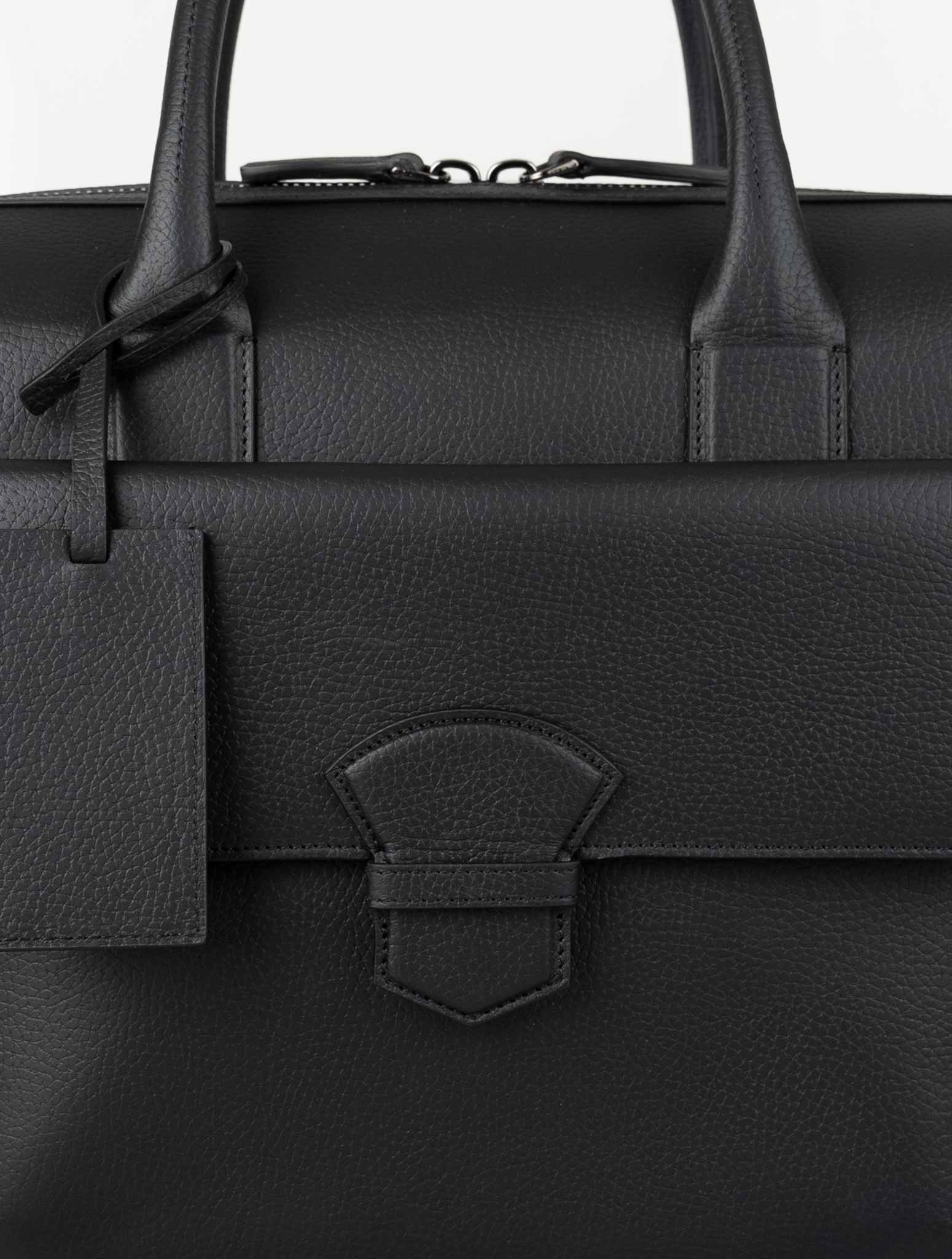 Isaia Black Leather Briefcase