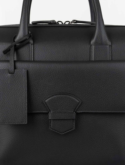 Isaia Black Leather Briefcase