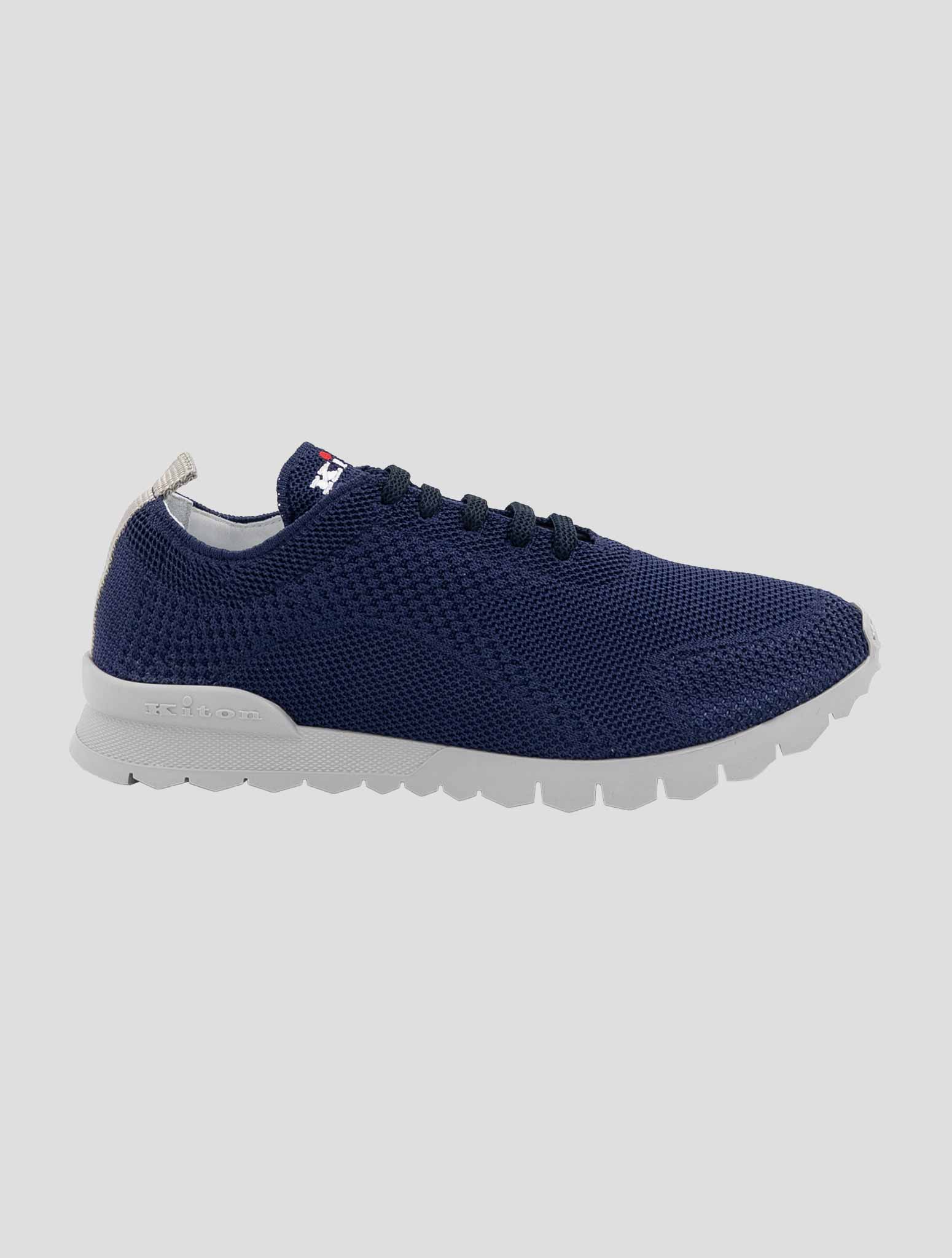 Kiton Blue Cotton Ea Sneakers