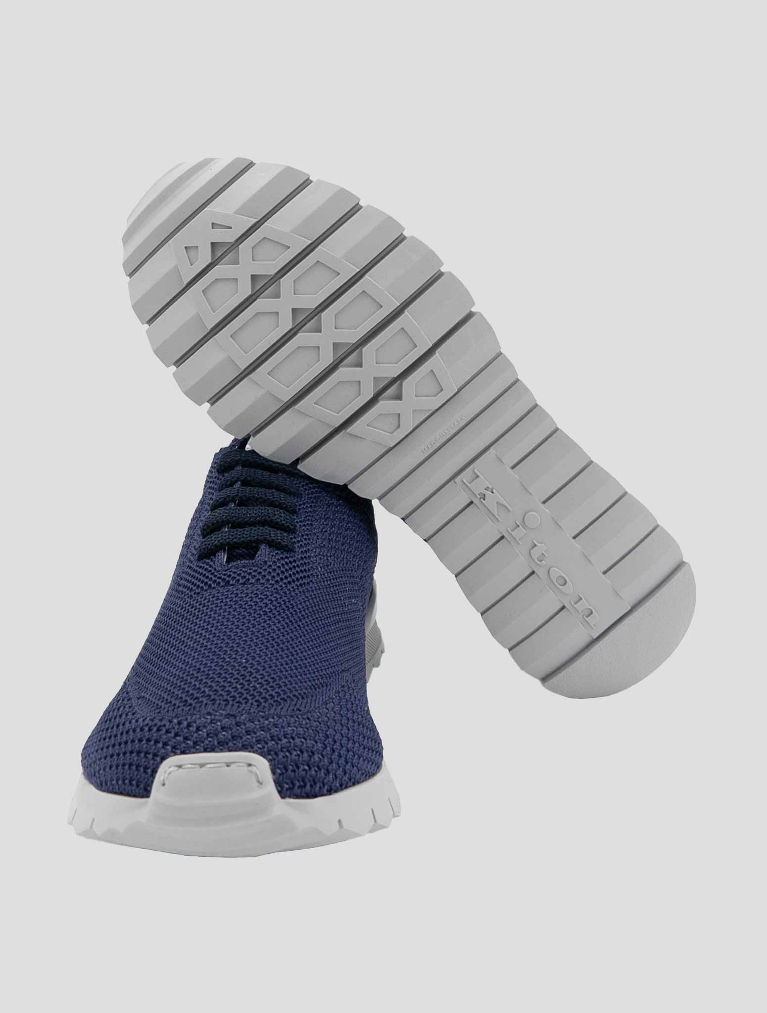 Kiton Blue Cotton Ea Sneakers