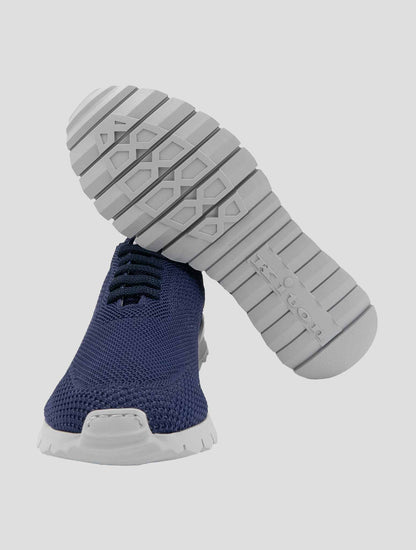 Kiton Blue Cotton Ea Sneakers
