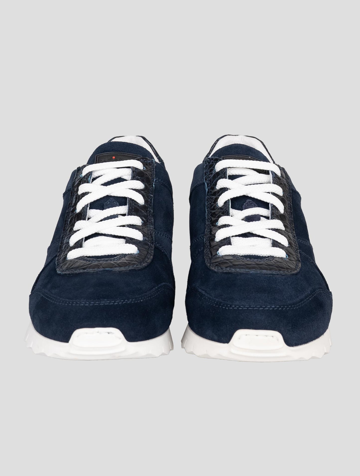 Kiton Blue Leather Suede Leather Crocodile Sneakers