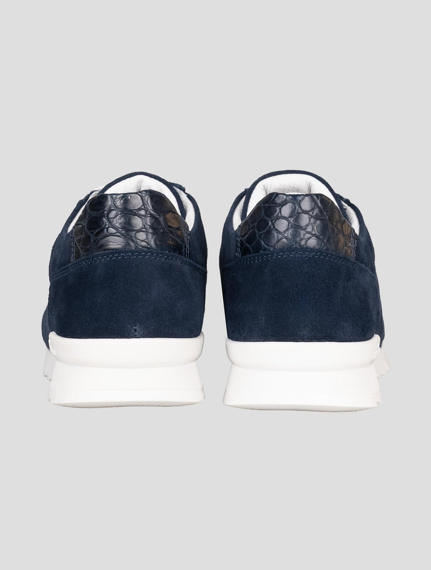 Kiton Blue Leather Suede Leather Crocodile Sneakers