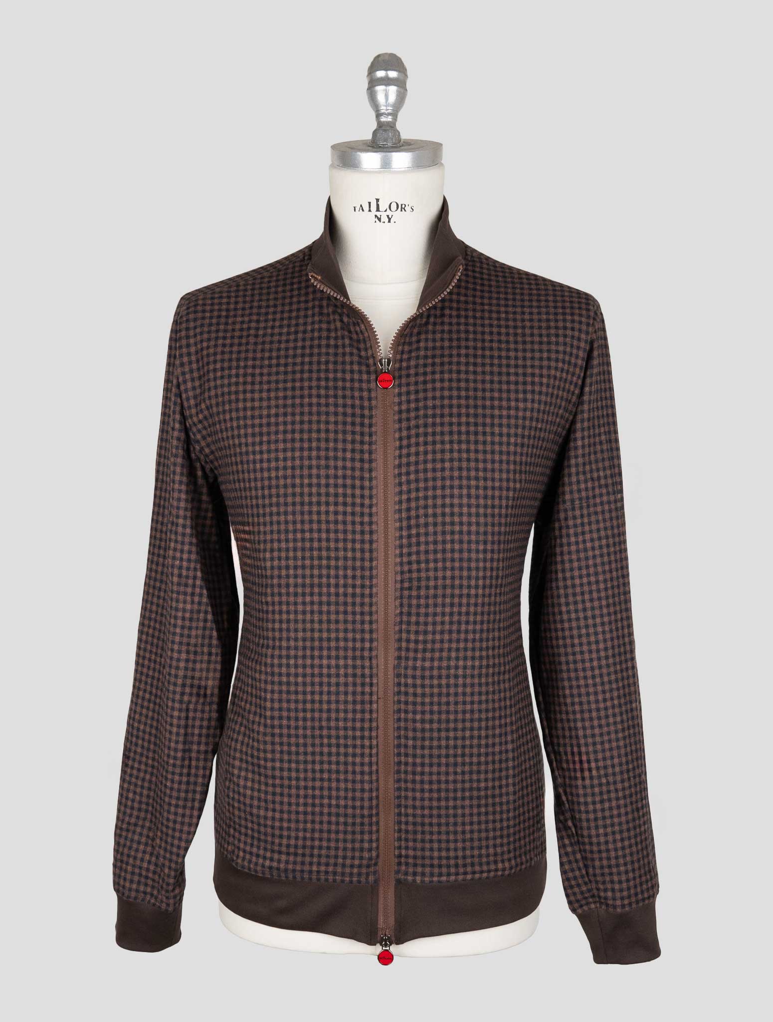 Kiton Brown Blue Cotton Ea Coat B-ONE