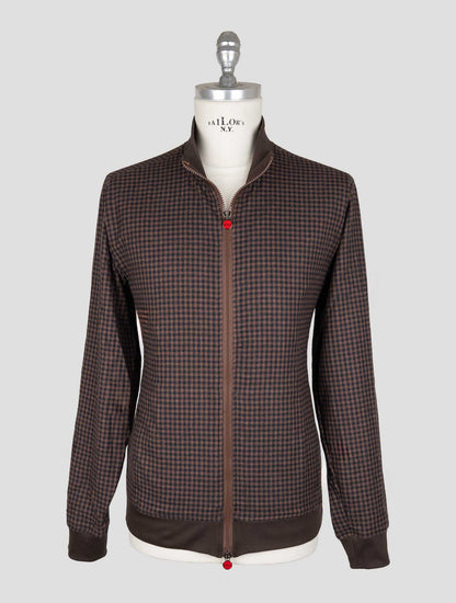 Kiton Brown Blue Cotton Ea Coat B-ONE