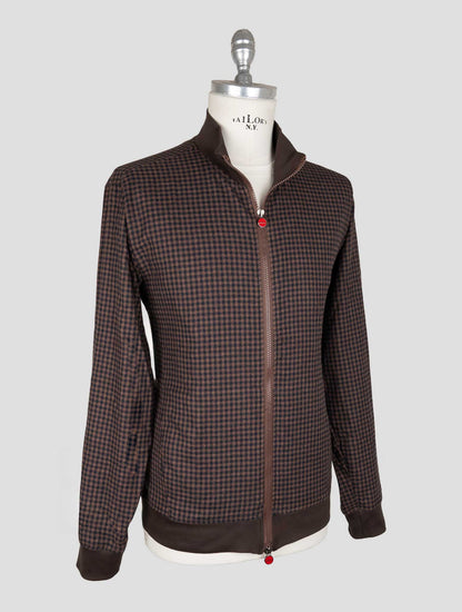 Kiton Brown Blue Cotton Ea Coat B-ONE