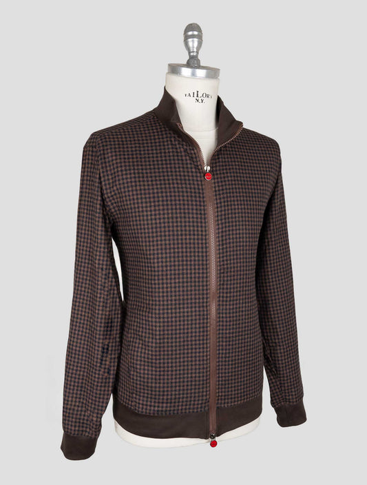 Kiton Brown Blue Cotton Ea Coat B-ONE