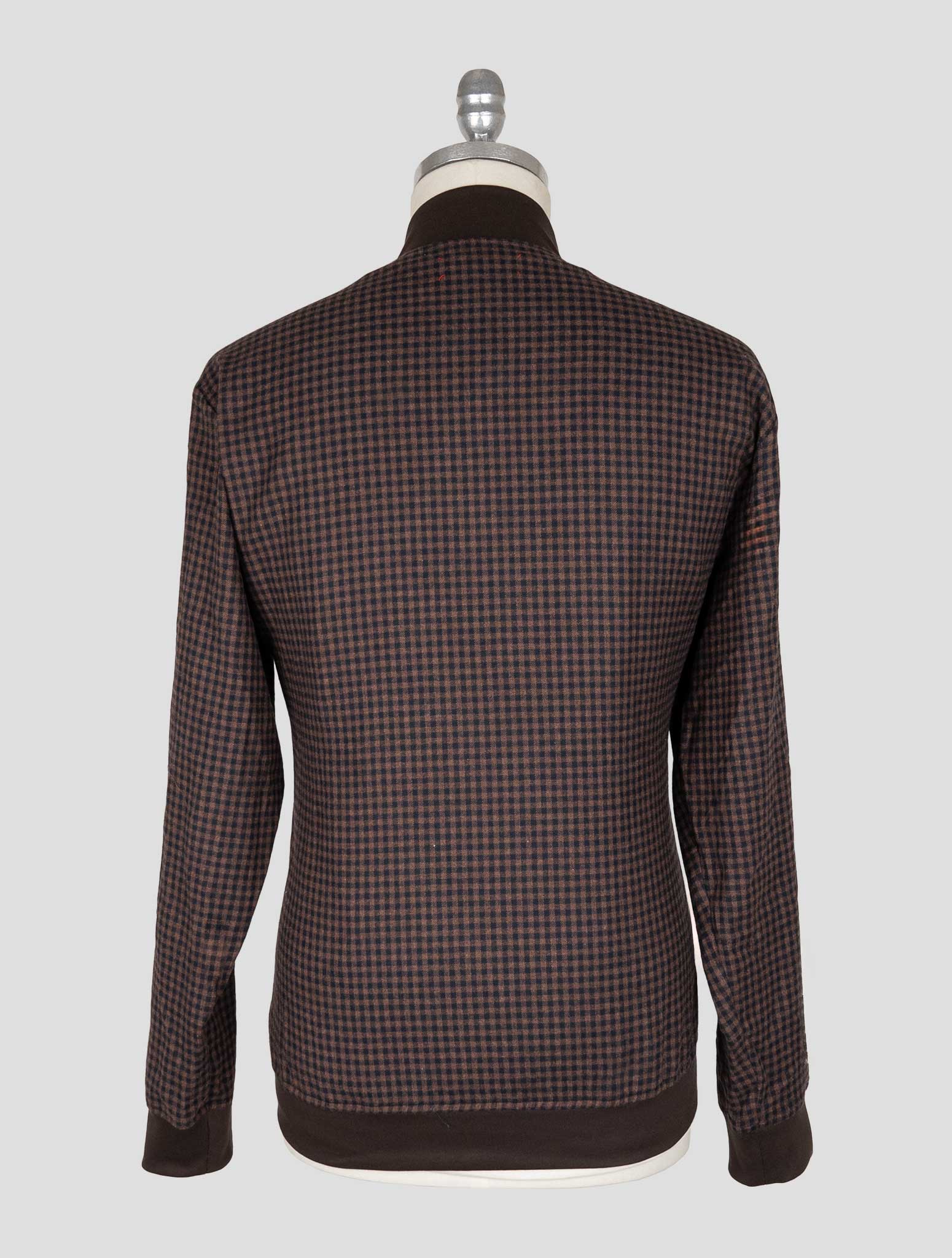 Kiton Brown Blue Cotton Ea Coat B-ONE
