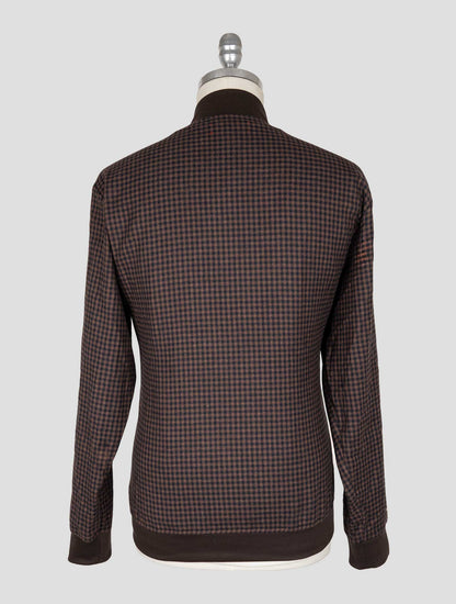 Kiton Brown Blue Cotton Ea Coat B-ONE