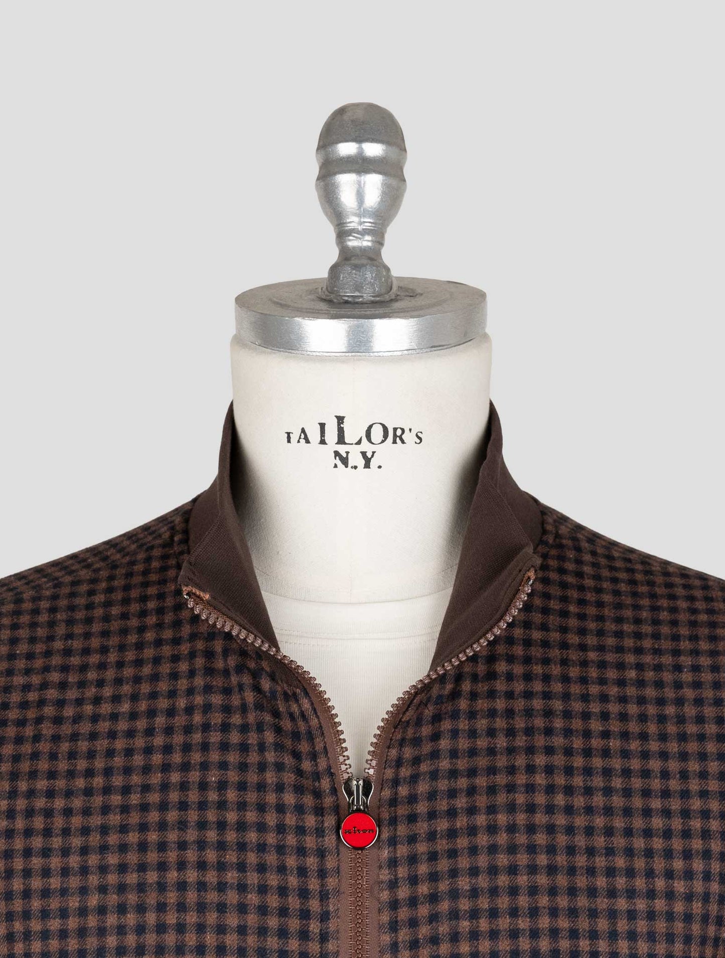 Kiton Brown Blue Cotton Ea Coat B-ONE